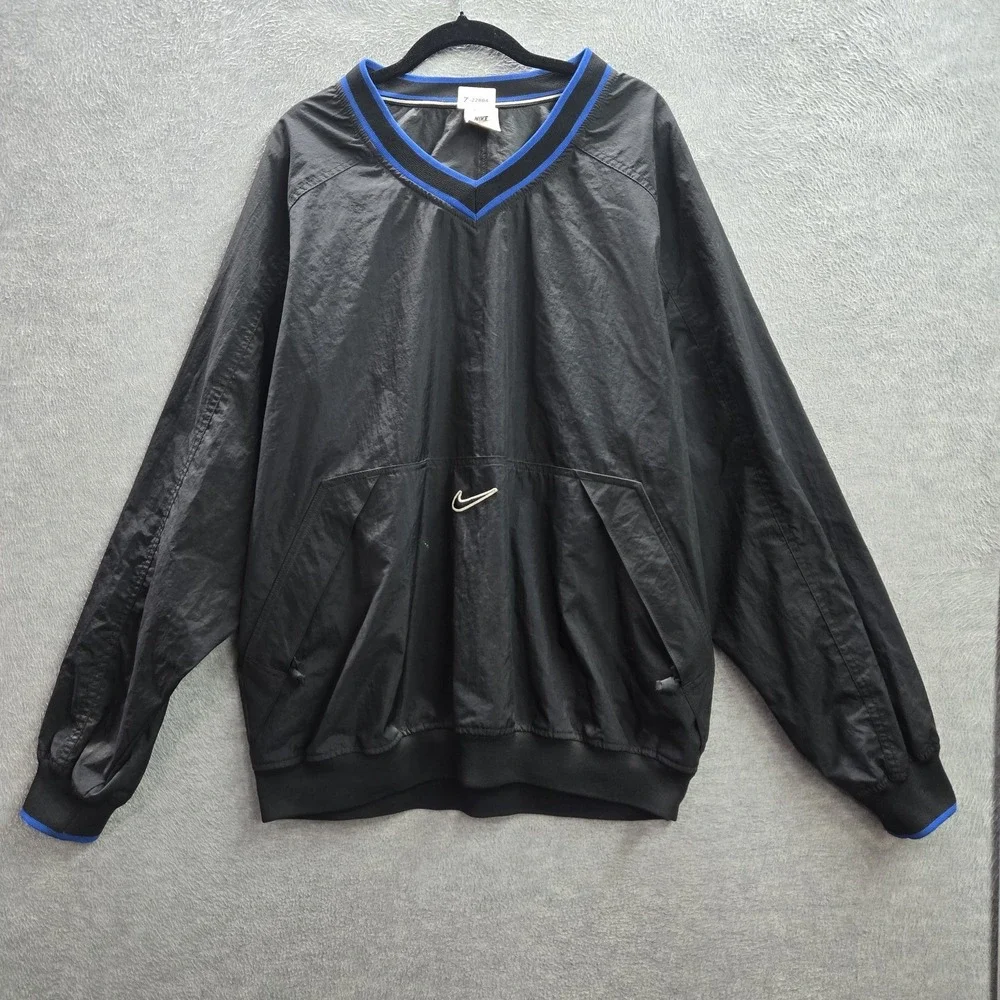 VINTAGE Nike Men Jacket L Black Embroidered Center Swoosh Logo 90s WREAD